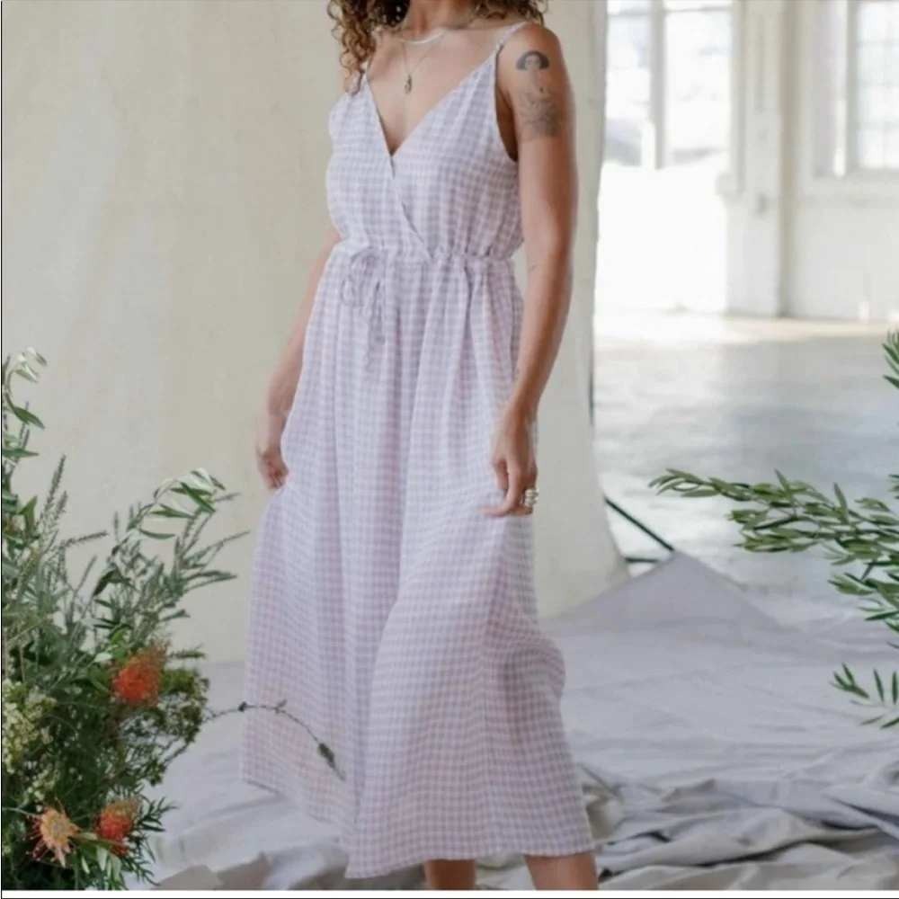 Christy Dawn Lincoln Dress Lavender Gingham Small Sheer Cottagecore‎ Sustainable